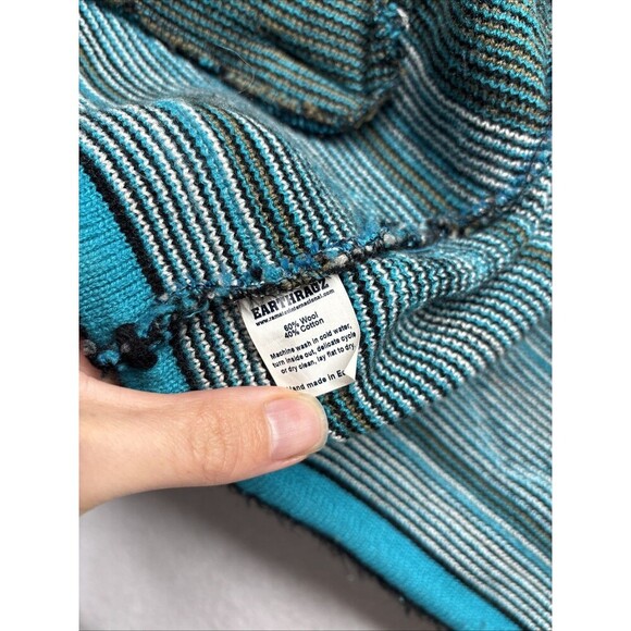 SW Aztec Hoodie VTG Zip Up Wool Blend Hooded Jacket Size Small 90s Teal Horse - Picture 3 of 4